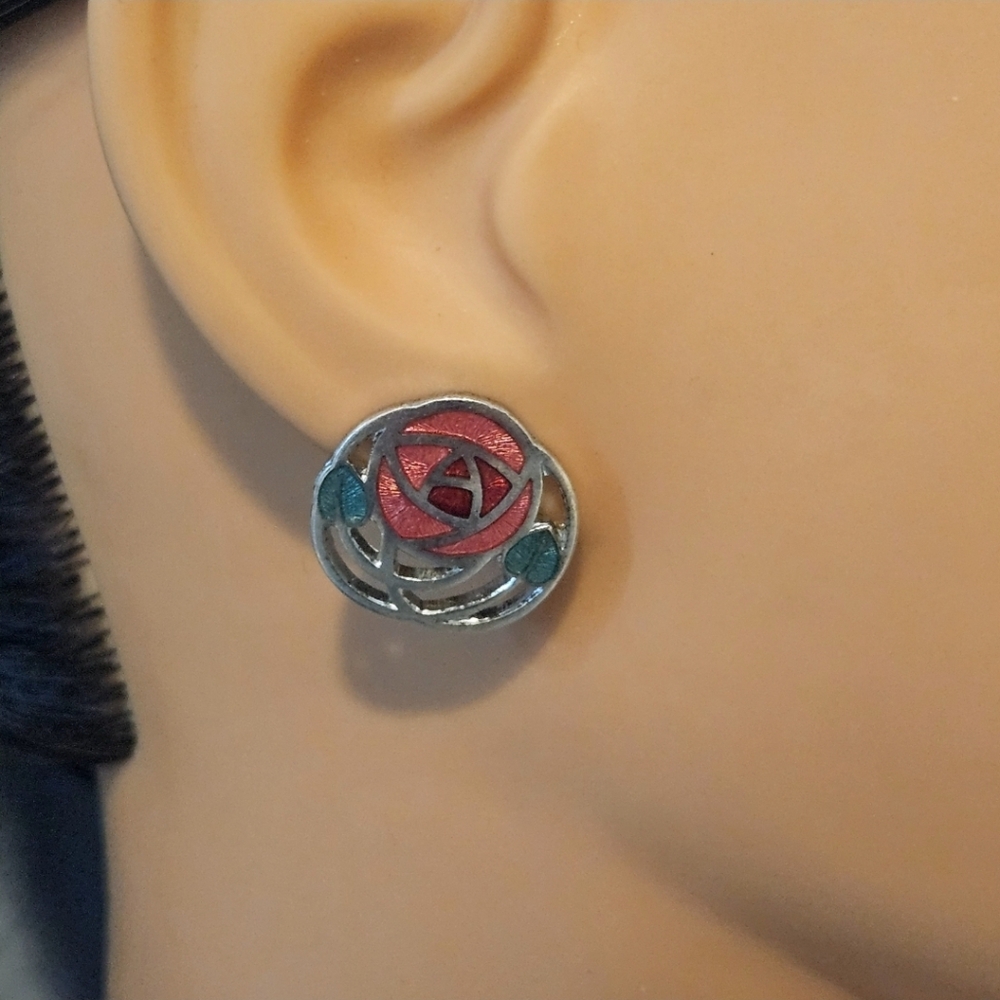 Vintage Silver Glasgow Rose Earrings